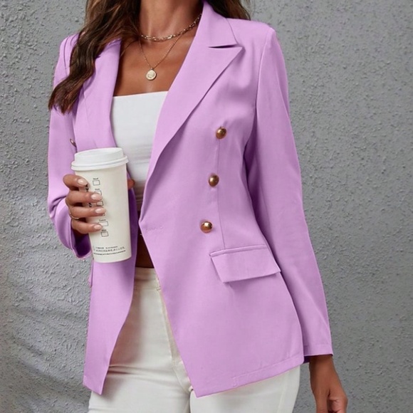 Classic Solid Button Minimalist Blazer - Picture 6 of 11